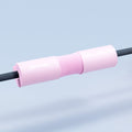 Barbell pad with foam sleeve, pink cover, and snug fit for standard barbells