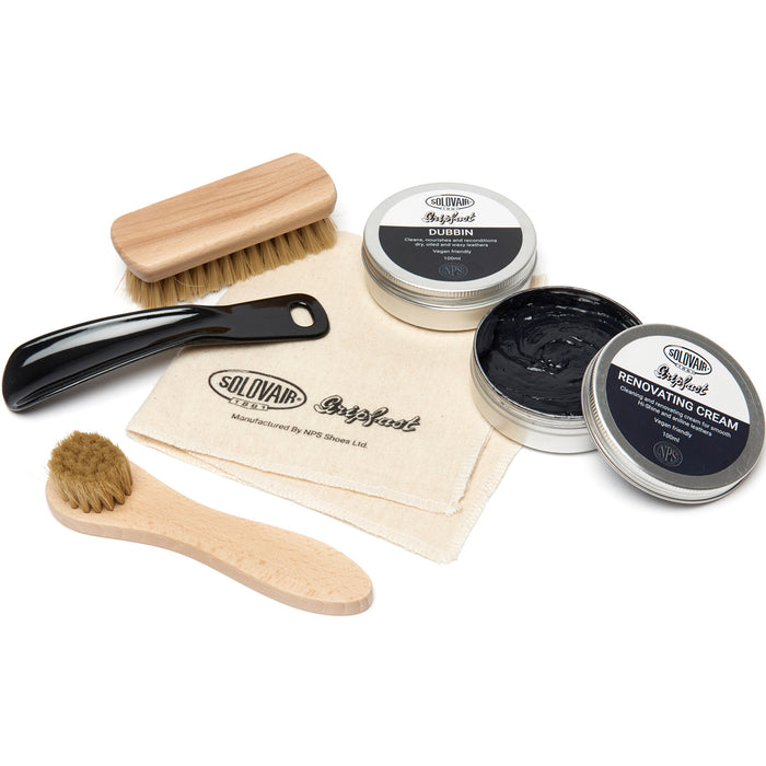 Black Hi-Shine 8 Eye Derby Boot & Care Kit