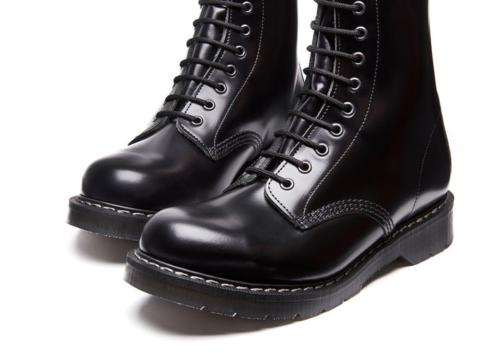 Black Hi-Shine 8 Eye Derby Boot & Care Kit