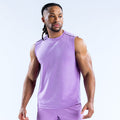 Lavender sleeveless crew-neck tank top with straight hem.