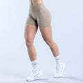 4.5-inch Defy athletic shorts, taupe, high-rise waistband and smooth fit