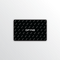 DFYNE digital gift card with repeating logo pattern on black background