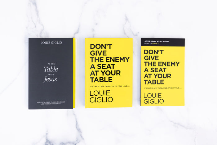 Don’t Give the Enemy a Seat at Your Table Study Guide + Book + Devotional Premium Bundle