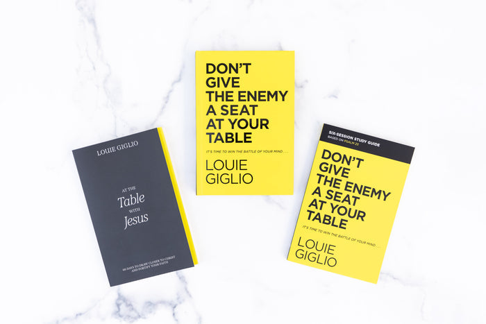 Don’t Give the Enemy a Seat at Your Table Study Guide + Book + Devotional Premium Bundle