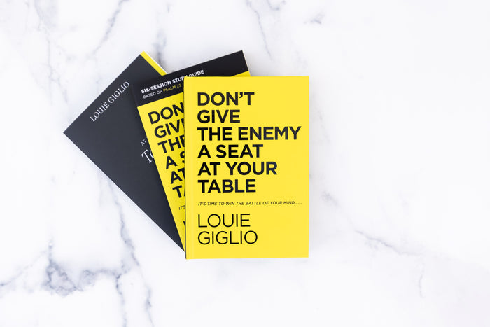 Don’t Give the Enemy a Seat at Your Table Study Guide + Book + Devotional Premium Bundle