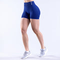 4.5-in blue performance shorts with elastic waistband, front side view