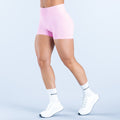 Light pink 4.5-in athletic shorts with smooth waistband, side view