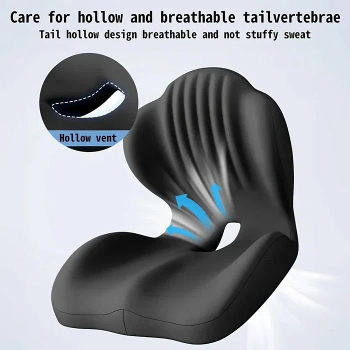 Ergonomic Memory Foam Seat Cushion with Lumbar Support – Pressure Relief, Height Boost, Universal Fit