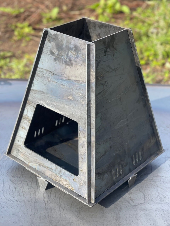 Flat Pack Fire Pit Chiminea Log For Camping & Travelling