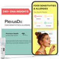 PlexusDx DNA test kit with smartphone displaying genetic results on a white background