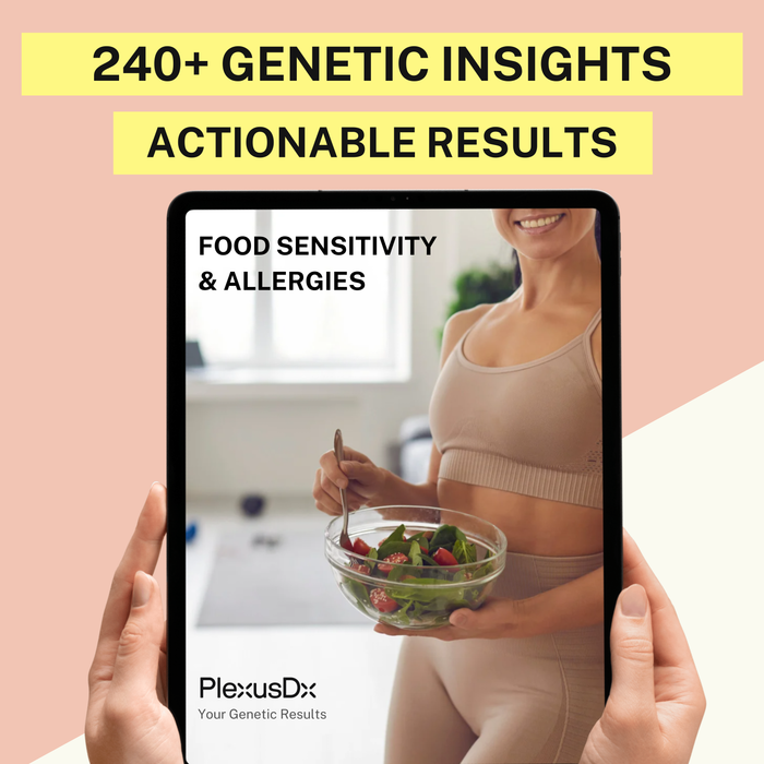 PlexusDx Food Sensitivity & Allergy Genetic Test kit box with 240+ genetic insights for immune response and dietary sensitivities