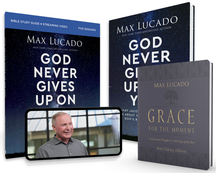God Never Gives Up On You Study Guide + Book + Journal Bundle