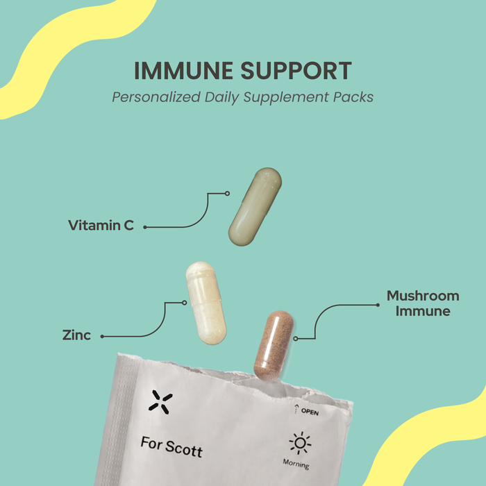 PlexusDx Immune Support personalized daily supplement pack for immune system resilience with zinc and vitamin C