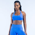 High-impact sports bra, blue racerback front
