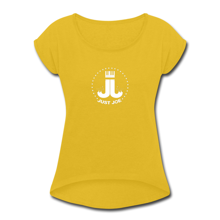Just Joe Women's Roll Cuff T-Shirt - mustard yellow