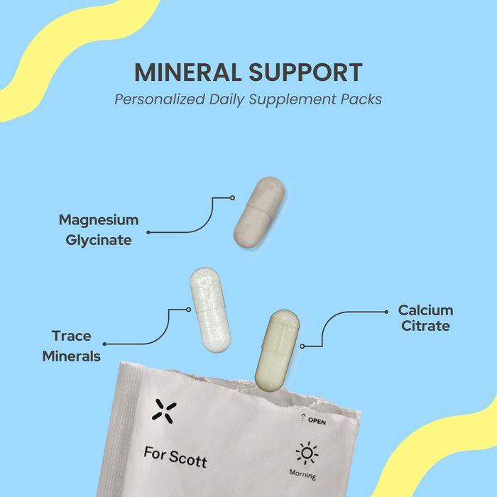 PlexusDx Mineral Support personalized daily supplement pack for essential mineral balance with bioavailable minerals