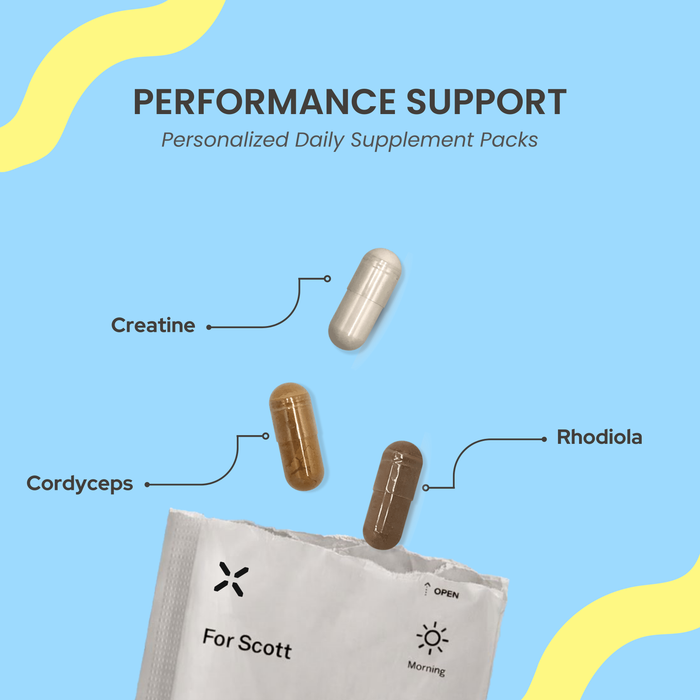 PlexusDx Performance Support personalized daily supplement pack for physical performance and athletic optimization