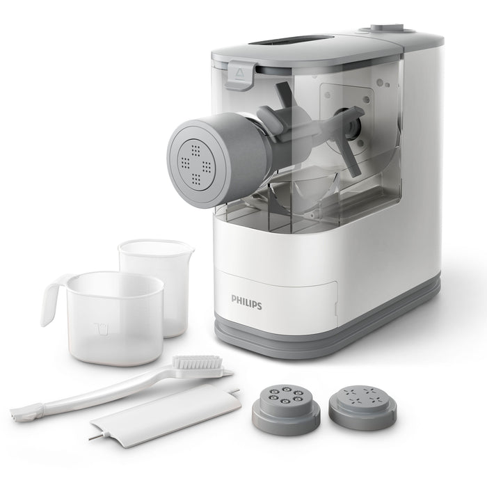 Philips Pasta Maker with accessories on a white background