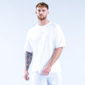 White graphic T-shirt with small chest logo