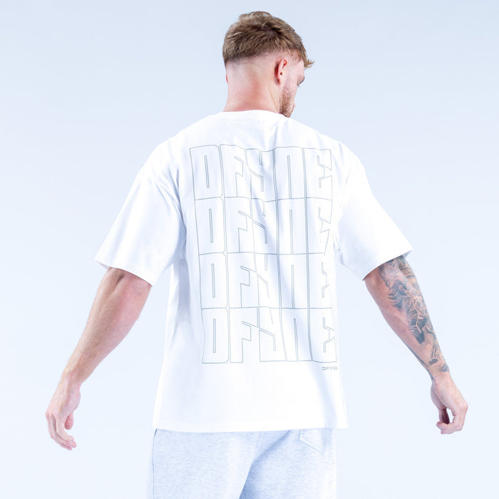 White graphic T-shirt with large back outline print