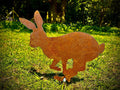 Exterior Rustic Metal Hare Rabbit Garden Stake Yard Art  / Flower Bed / Vegetable Patch Sculpture  Gift   Present