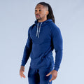Royal blue midweight pullover hoodie with drawstring hood and kangaroo pocket