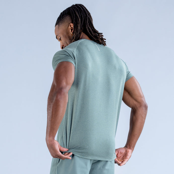 Stealth training t-shirt, teal crew neck, plain back view
