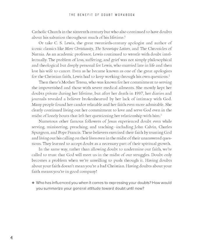 The Benefit of Doubt Workbook: How Confronting Your Deepest Questions Can Lead to a Richer Faith