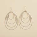 Silver-tone multi-loop hoop earrings with teardrop ring drops
