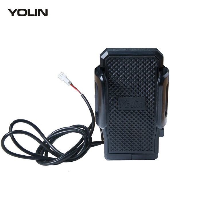 Yolin YL-03U E-Bike Phone Mount with USB Charging – front view of e-bike handlebar phone holder with USB charging port