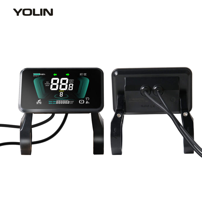 Front and rear view of the Yolin YL-81F-H horizontal e-bike display